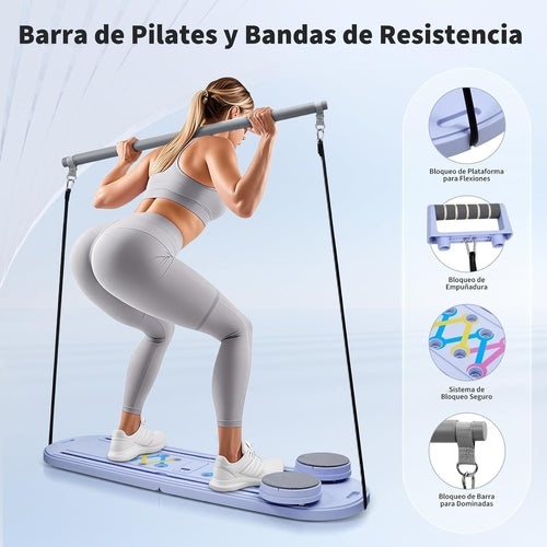 Mini Reformador de Pilates 6 en 1 Plegable con Contador Inteligente y